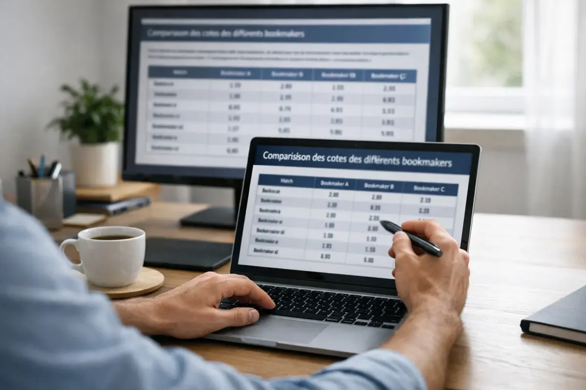 Personne comparant des sites de paris sur ordinateur