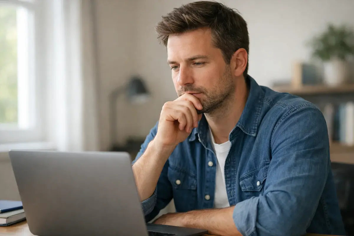 Personne réfléchissant à sa stratégie de paris