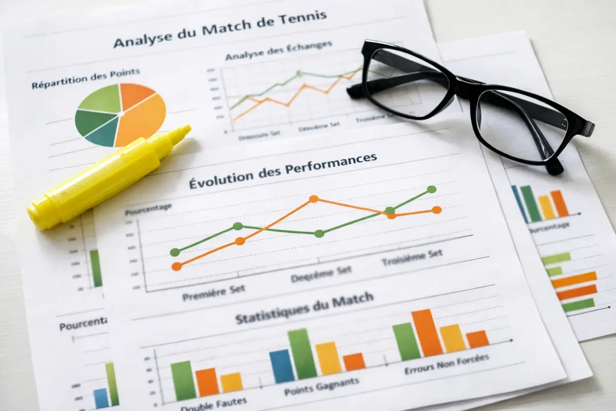 Documents d'analyse avec graphiques de performance tennis