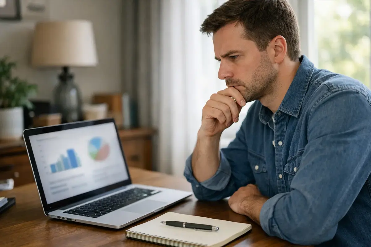 Personne analysant ses paris sportifs sur ordinateur