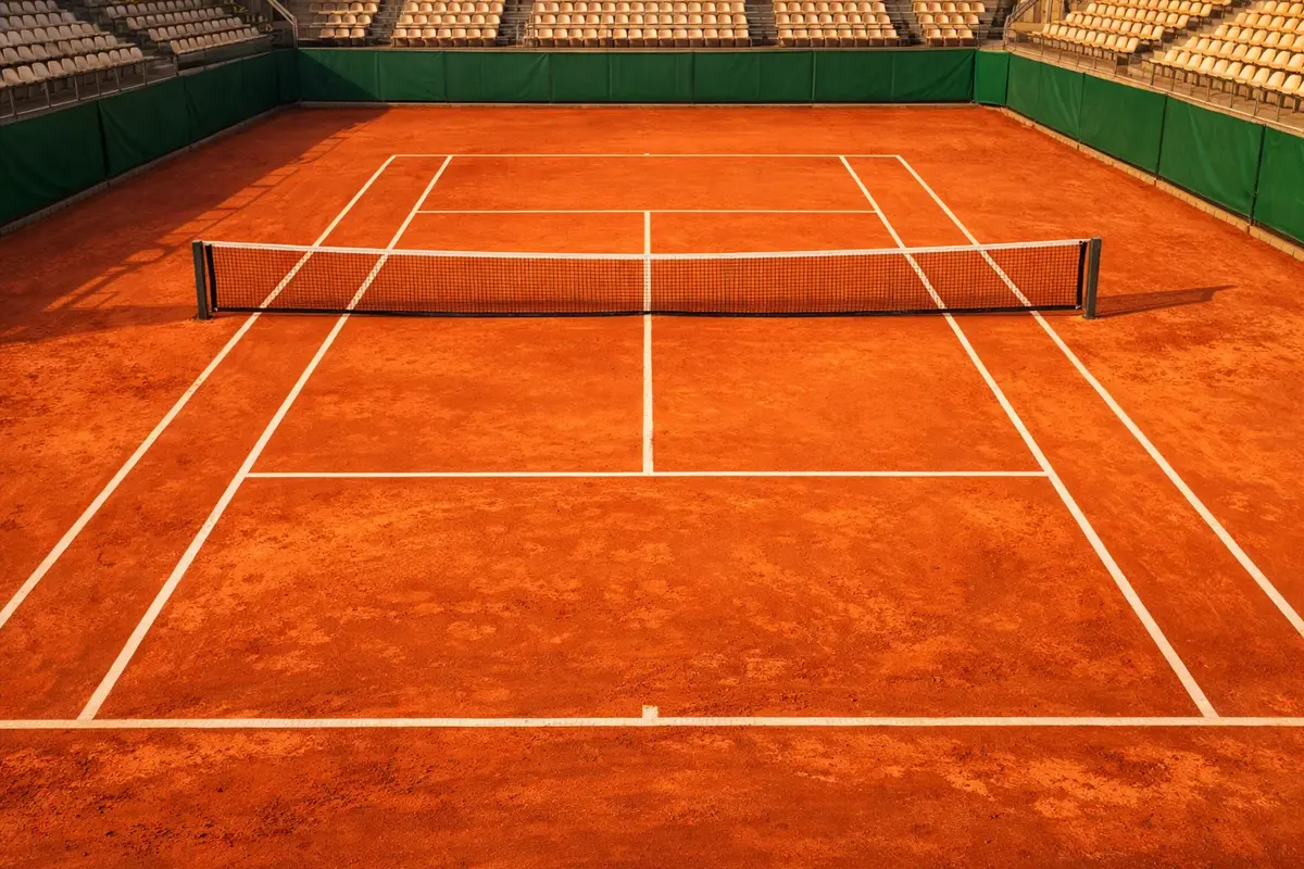 Court central de Roland-Garros sur terre battue