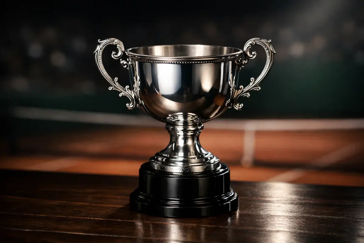 Trophée de Grand Chelem de tennis sur fond de court