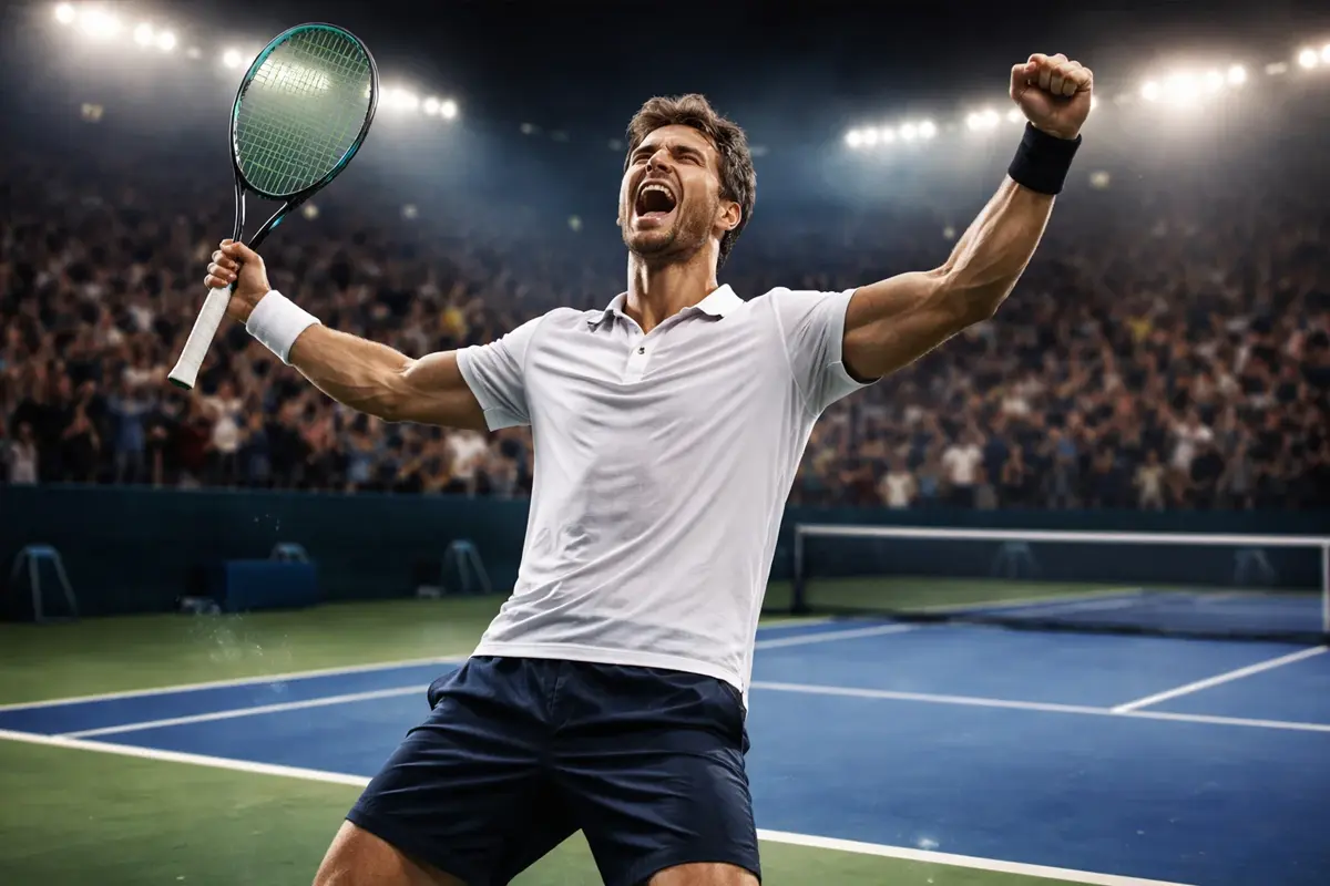 Joueur de tennis célébrant une victoire en Masters